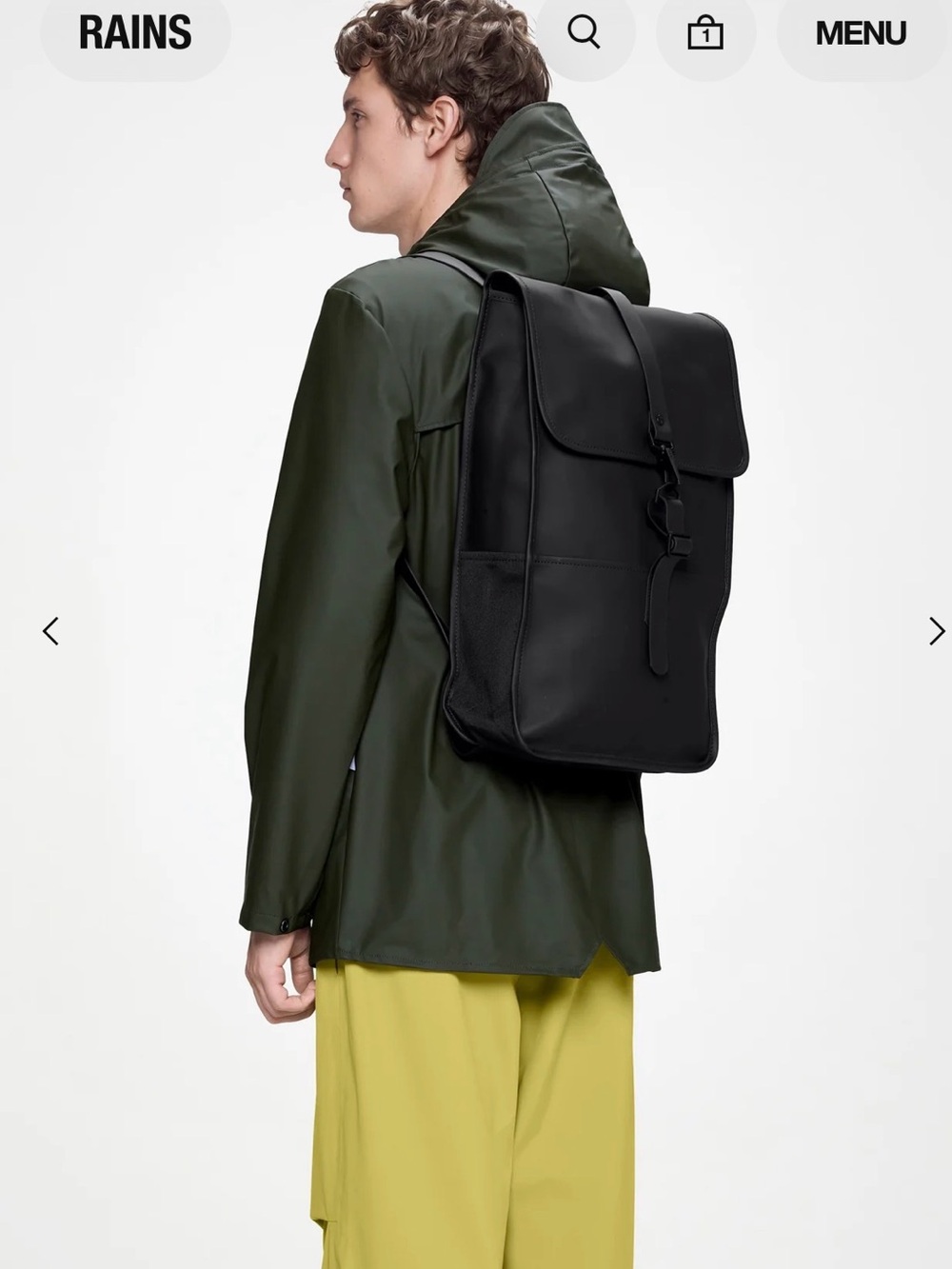 NWT Rains Unisex Black Backpack - Sleek Urban Carry 19.7 in x 4.7 in x 11.8 in